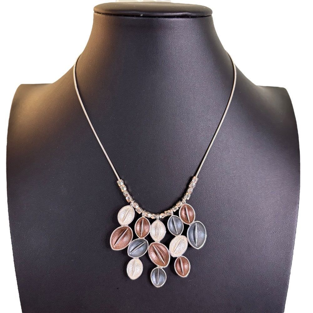 Stunning Sterling Silver “Coffee Bean” Multi-Pendant Waterfall Necklace.